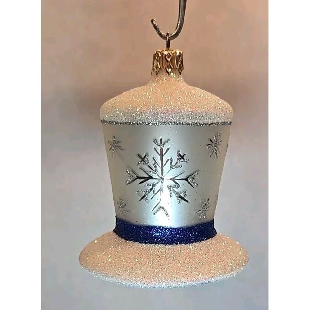 Glass Ornament "Top Hat" Hand Painted in Poland - Radko Inspired